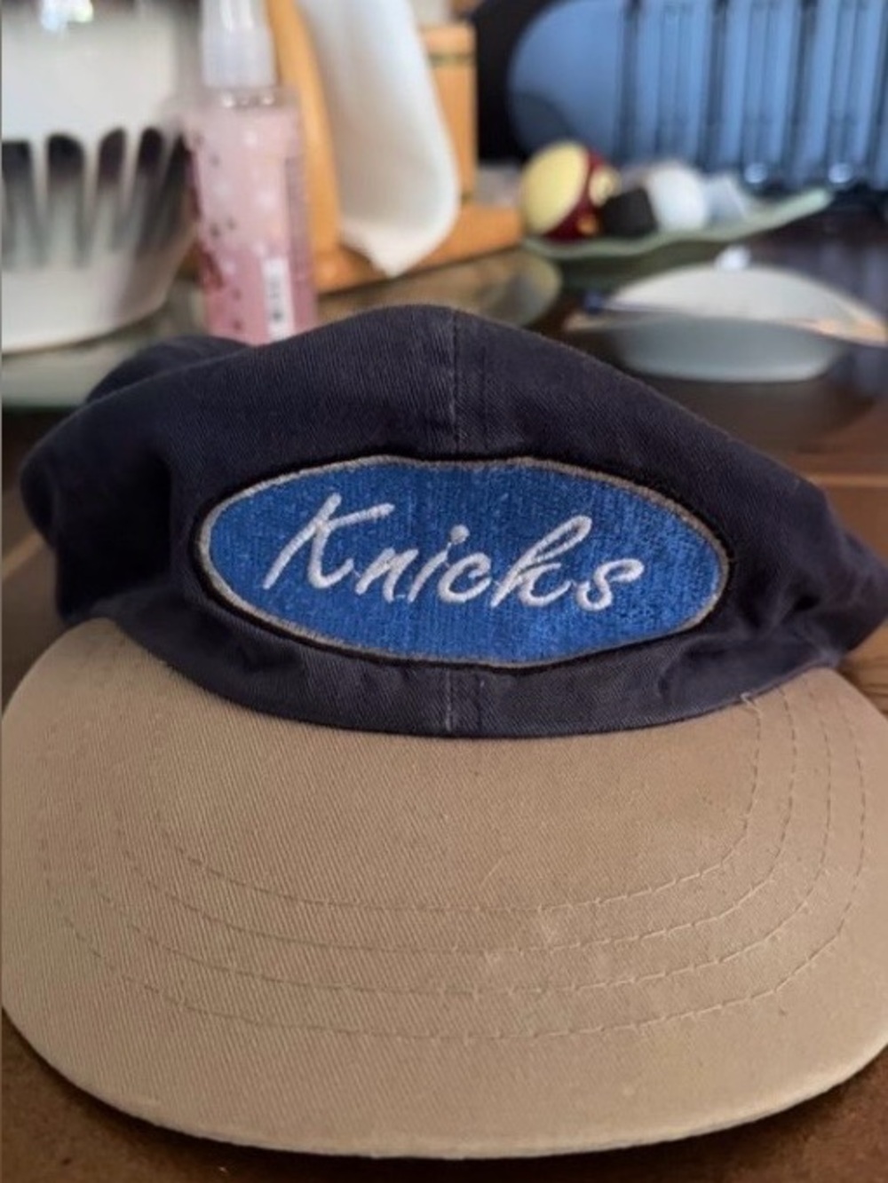 Two-Tone Baseball Cap in Navy & Tan